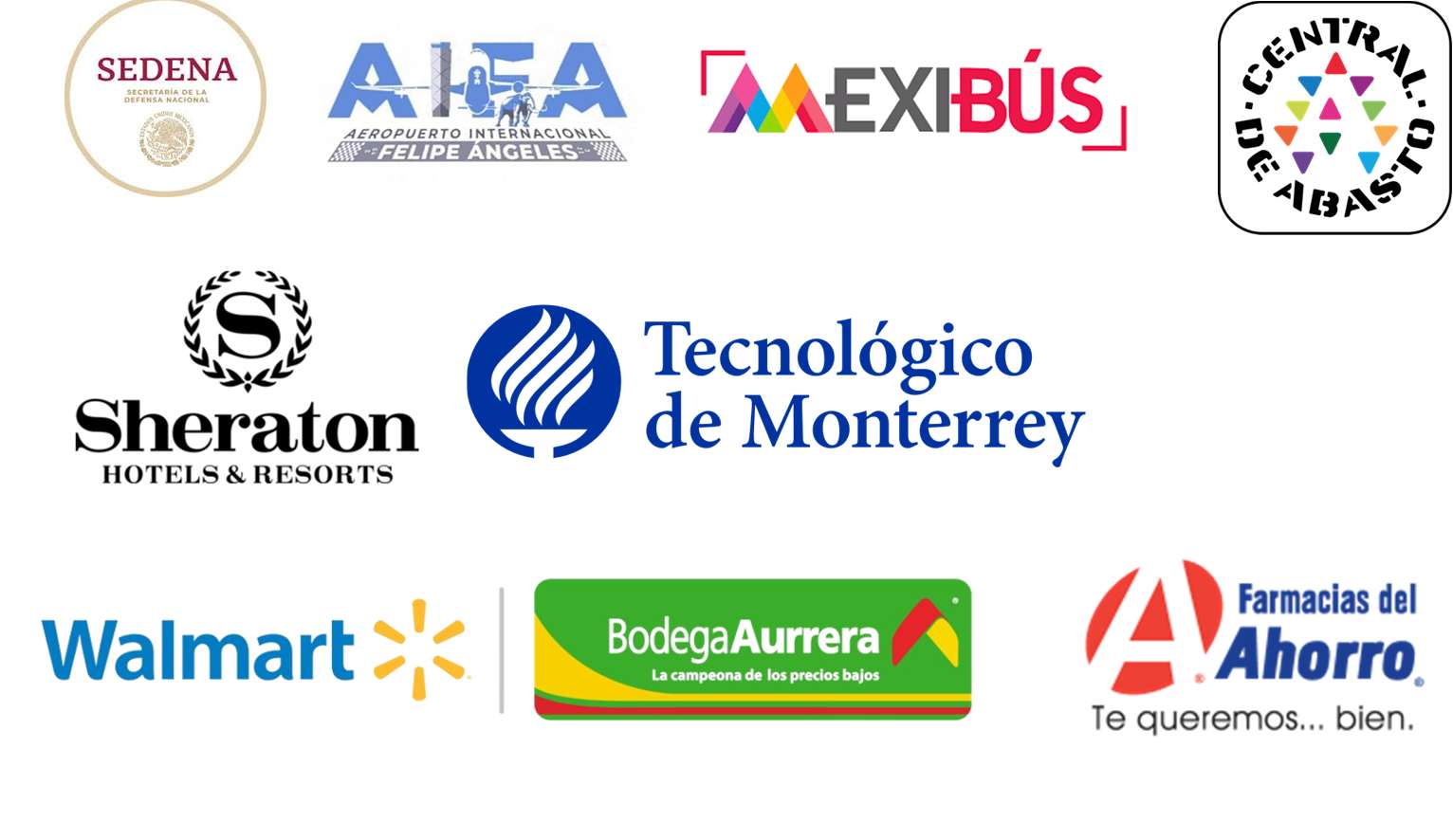 Logotipos de empresas e instituciones incluidos en la presentación de servicios